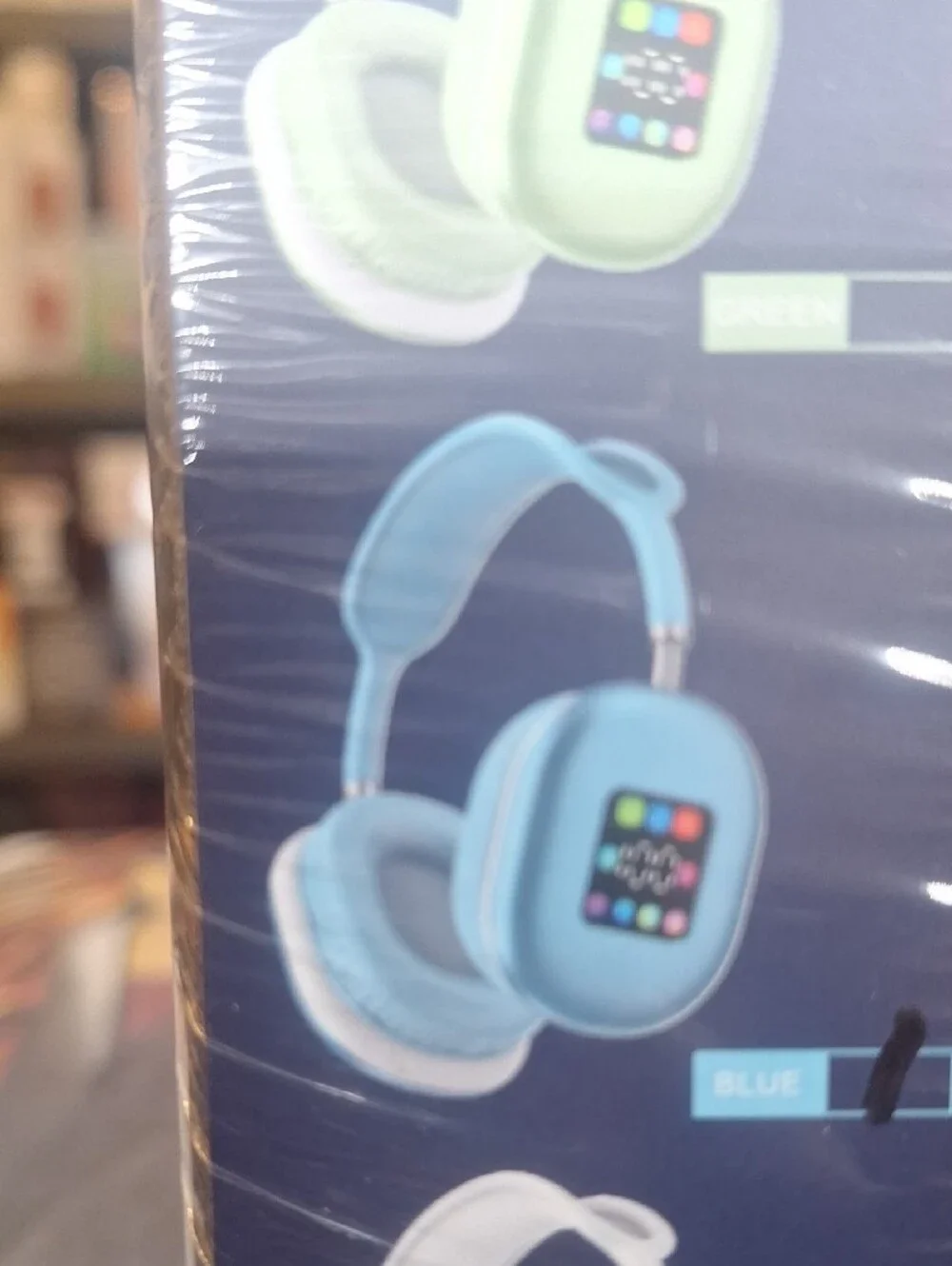 Wireless Over-Ear Headphones with Screen - Blue